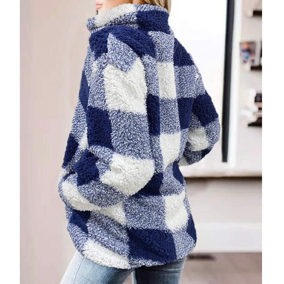 NWT Fleece Pullover Plaid Sweatshirt/Jacket - Picture 4 of 4